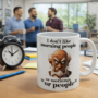 Bedrukte keramische mok met unieke print met chagrijnige oude man, 330 ml, sublimatie
