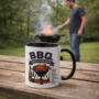 Bedrukte mok met BBQ en de tekst bbq rules for men Bedrukte mok BBQ rules for men