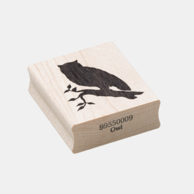 Houten stempel met een sierlijke Uil, geschikt voor creatieve en magische Encaustic Art projecten.