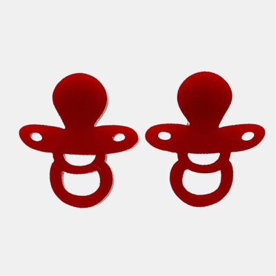 Plexiglas oorstekers in speenvorm Oorstekers gelaserd uit plexiglas in de vorm van een speen.