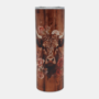 Bedrukte Tumbler met Schotse Hooglander design - Enjoykado Bedrukte Tumbler met Schotse Hooglander design met houtnerf achtergrond - Enjoykado