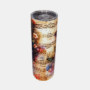 Bedrukte Tumbler Vlinder, bloemen op achtergrond van bladmuziek design-Enjoykado