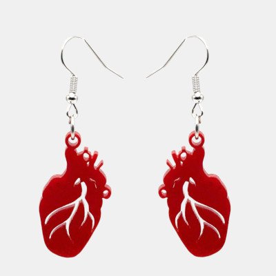 Plexiglas oorbellen in menselijk hart-vorm Oorbellen gelaserd uit plexiglas in de vorm van een menselijk hart.