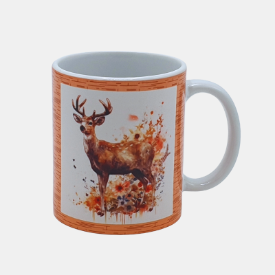 Keramische mok met decoratief design met hert voor koffie en thee