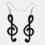Oorbellen met zwarte vioolsleutel en zilverkleurig haakje Oorbellen met zwarte vioolsleutel hanger aan een zilverkleurig haakje