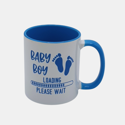 Bedrukte keramische mok met unieke print aankondiging baby boy, 330 ml, sublimatie