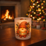 Waxinelichthouder Frozen glas bedrukt met Kerst Gnoom met bordje in handen