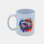 Bedrukte mok Camper kleurrijk Bedrukte keramische mok met unieke print van een kleurrijke camper, 330 ml, sublimatie