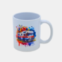 Bedrukte mok Camper kleurrijk Bedrukte keramische mok met unieke print kleurrijke camper 330 ml, sublimatie
