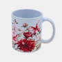Bedrukte keramische mok met unieke print van roze bloemen en vlinder, 330 ml, sublimatie