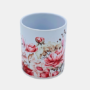 Bedrukte keramische mok met unieke print van Roze en Rode bloemen met vlinder, 330 ml, sublimatie