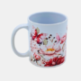 Bedrukte keramische mok met unieke print met Rode en Roze bloemen met vlinder, 330 ml, sublimatie