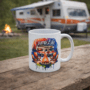 Bedrukte mok Fleurige camper Bedrukte keramische mok met unieke print van een fleurige camper, 330 ml, sublimatie