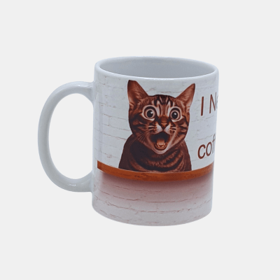 Bedrukte mok Kat en Muis met Quote Bedrukte keramische mok met unieke print Kat en Muis met Quote, 330 ml, sublimatie