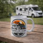Bedrukte mok Camper en Quote Bedrukte keramische mok met unieke print Camper en Quote Camping with my dog, 330 ml, sublimatie