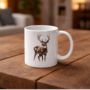 Bedrukte mok Herten Bedrukte keramische mok met unieke print met Herten, 330 ml, sublimatie