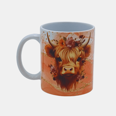 Bedrukte mok Schotse Hooglander Bedrukte keramische mok met unieke print met Schotse Hooglander, 330 ml, sublimatie