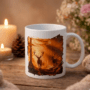 Bedrukte mok sfeerfoto Hert zondonderganf Bedrukte keramische mok met unieke print van een Hert met zonsondergang, 330 ml, sublimatie