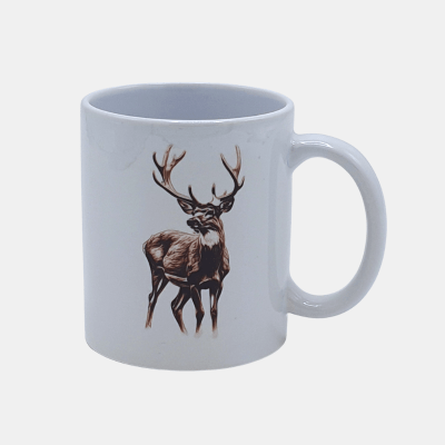 Bedrukte keramische mok Herten Bedrukte keramische mok met unieke print Herten, 330 ml, sublimatie