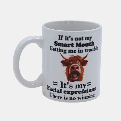 Bedrukte mok met Koe en Quote Bedrukte keramische mok met unieke print met Koe en Quote, 330 ml, sublimatie