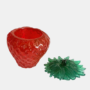 Decoratief Rood Epoxy Aardbeipotje Handgemaakt rood epoxy aardbeipotje met groen kroontje als deksel decoratief opbergschaaltje
