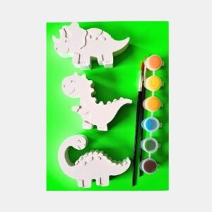 Diy schilderpakket met dinos groot. met twee kwastjes en verf