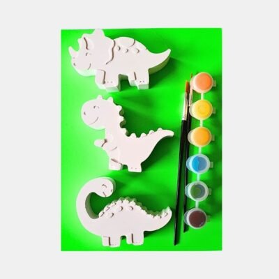 Diy schilderpakket met dinos groot. met twee kwastjes en verf