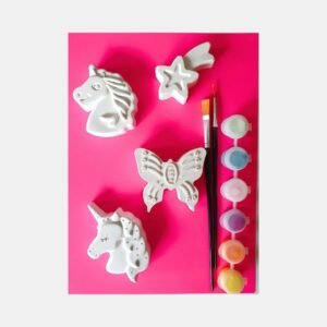 Diy Schilderpakket Eenhoorns, vlinder en sterretje van porseleingips en verf